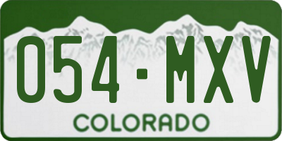 CO license plate 054MXV