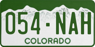 CO license plate 054NAH