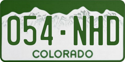 CO license plate 054NHD