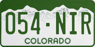CO license plate 054NIR