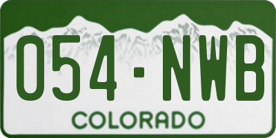 CO license plate 054NWB