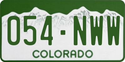 CO license plate 054NWW