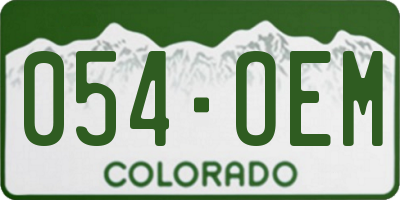 CO license plate 054OEM