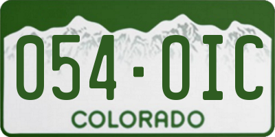 CO license plate 054OIC