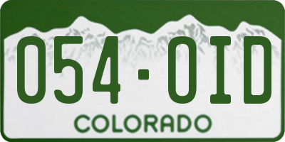 CO license plate 054OID
