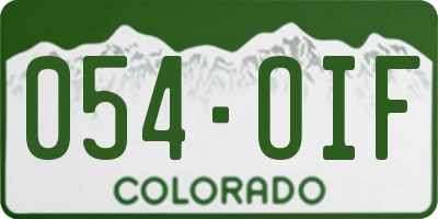 CO license plate 054OIF