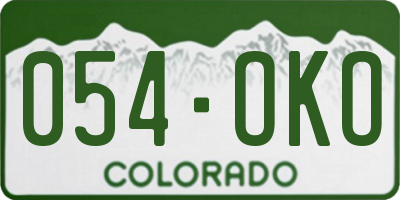 CO license plate 054OKO