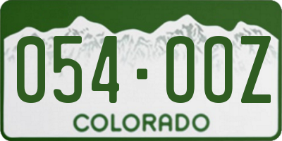 CO license plate 054OOZ