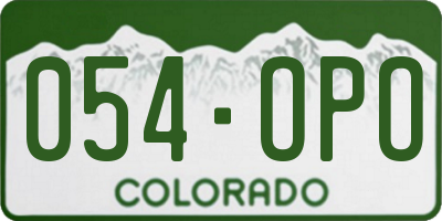 CO license plate 054OPO