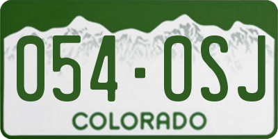 CO license plate 054OSJ