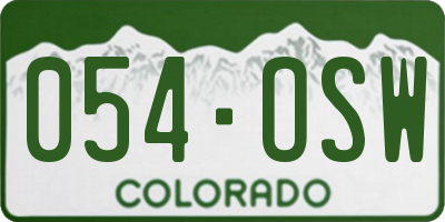 CO license plate 054OSW