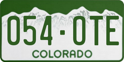 CO license plate 054OTE