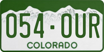 CO license plate 054OUR