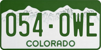 CO license plate 054OWE