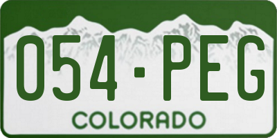 CO license plate 054PEG