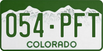 CO license plate 054PFT