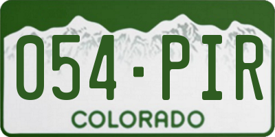 CO license plate 054PIR