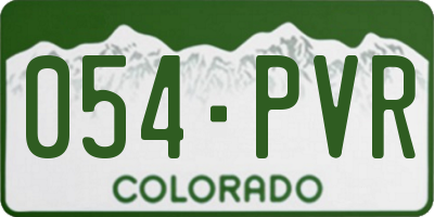 CO license plate 054PVR