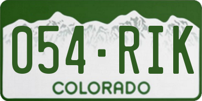 CO license plate 054RIK