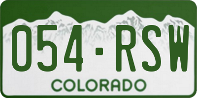 CO license plate 054RSW