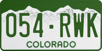 CO license plate 054RWK