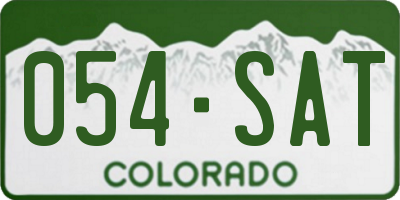 CO license plate 054SAT