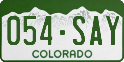 CO license plate 054SAY