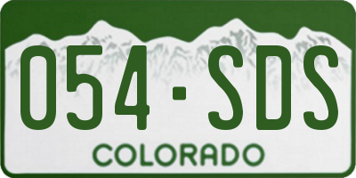 CO license plate 054SDS