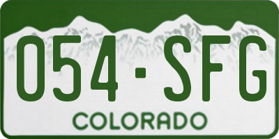CO license plate 054SFG