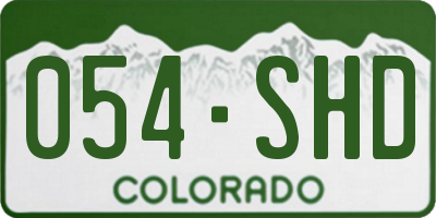 CO license plate 054SHD