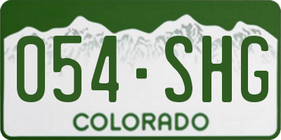 CO license plate 054SHG