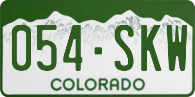 CO license plate 054SKW