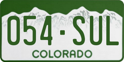 CO license plate 054SUL