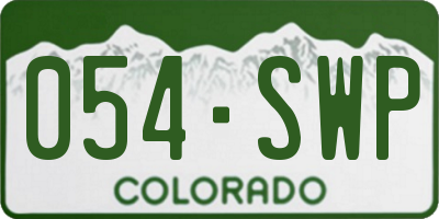 CO license plate 054SWP