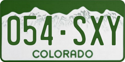 CO license plate 054SXY