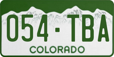 CO license plate 054TBA