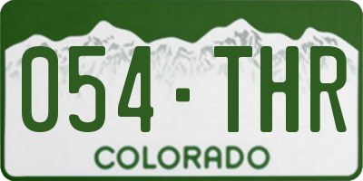 CO license plate 054THR