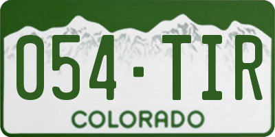 CO license plate 054TIR