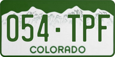 CO license plate 054TPF
