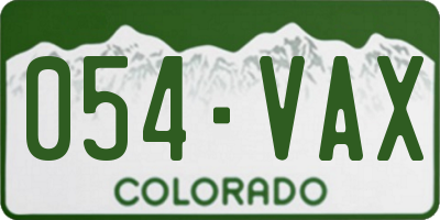 CO license plate 054VAX