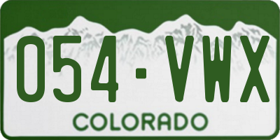 CO license plate 054VWX