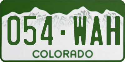 CO license plate 054WAH