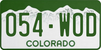 CO license plate 054WOD
