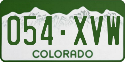 CO license plate 054XVW