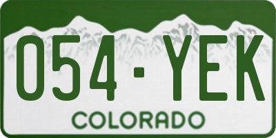 CO license plate 054YEK