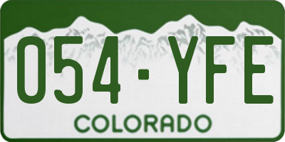 CO license plate 054YFE