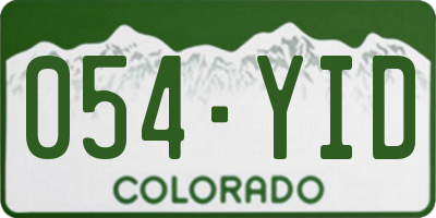 CO license plate 054YID