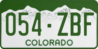 CO license plate 054ZBF