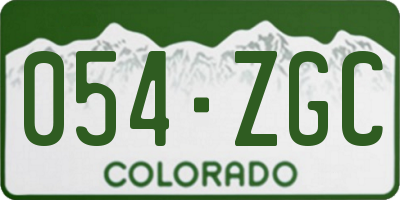 CO license plate 054ZGC