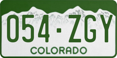 CO license plate 054ZGY